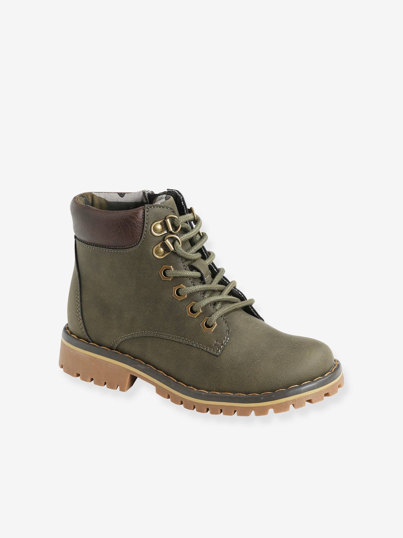 Bottines garçon à lacets + glissière beige