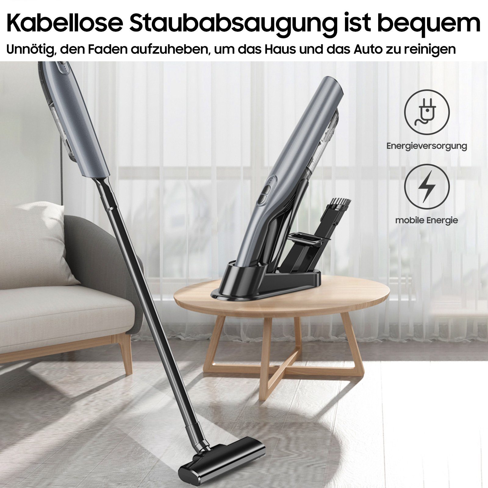 iceagle Akku-Handstaubsauger 3-in-1 Handstaubsauger Akku 8000Pa mit Ladestation, Staubbehälter