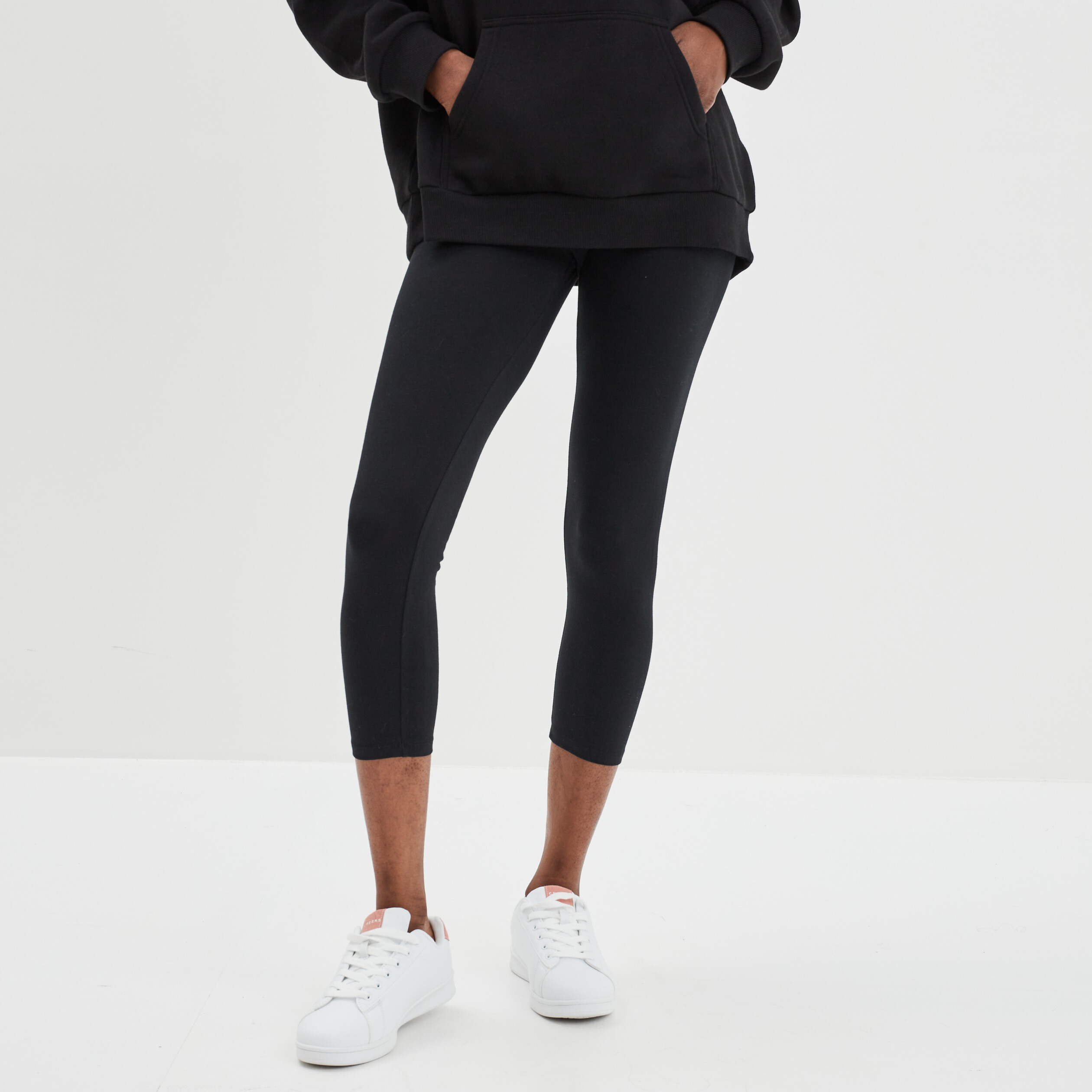 Legging 7 8ème taille élastiquée noir femme | La Halle