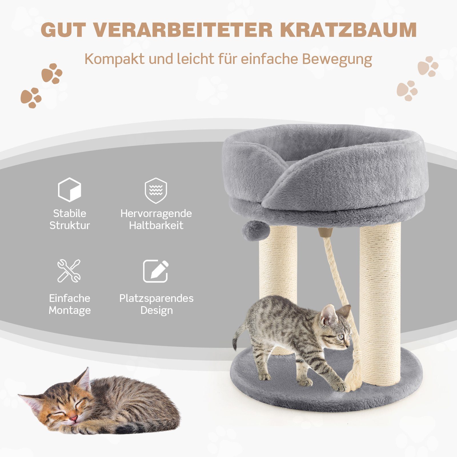 COSTWAY Kratzbaum Katzenbaum, mit Fellknäuel und Sisalseil