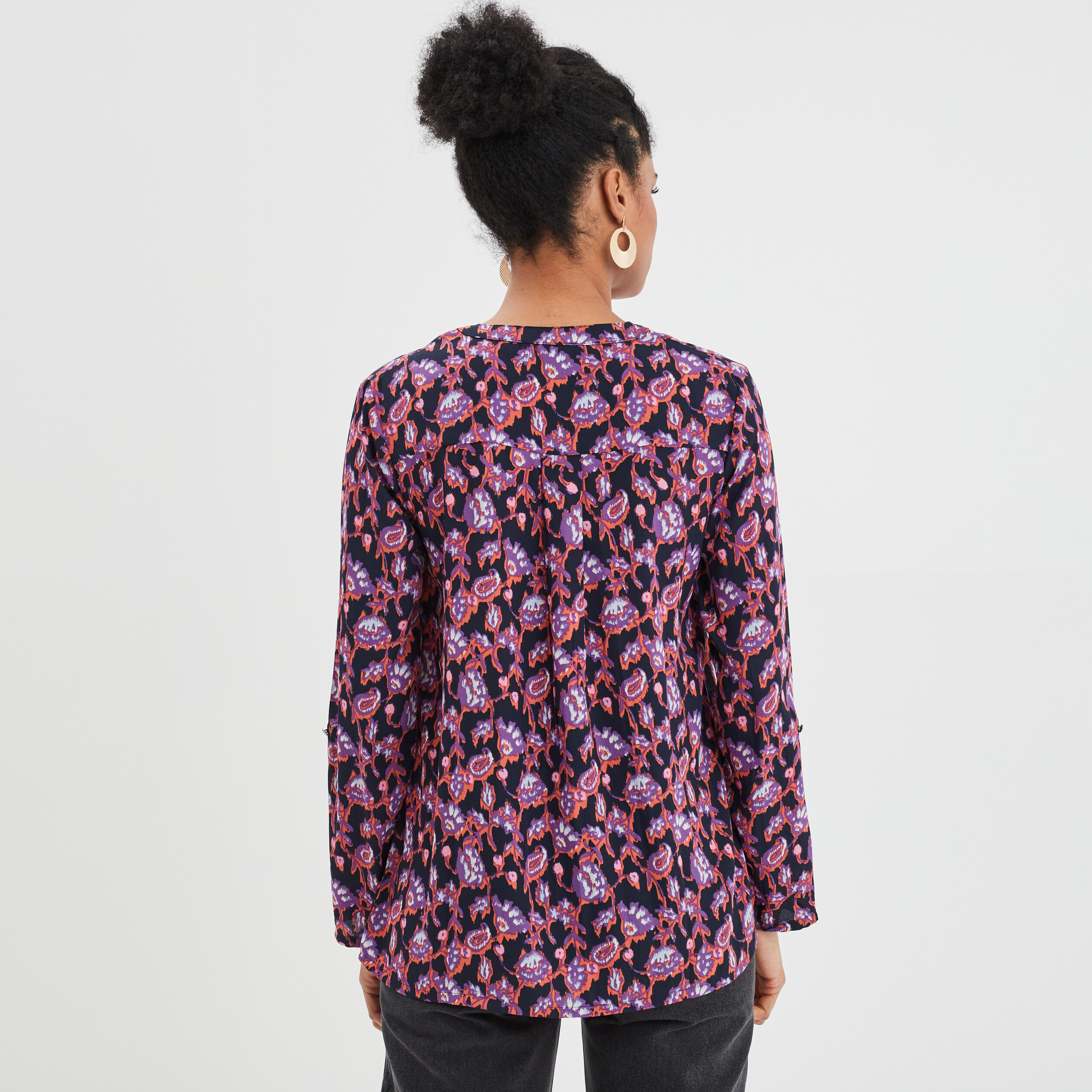 Blouse manches longues bleu marine femme | La Halle