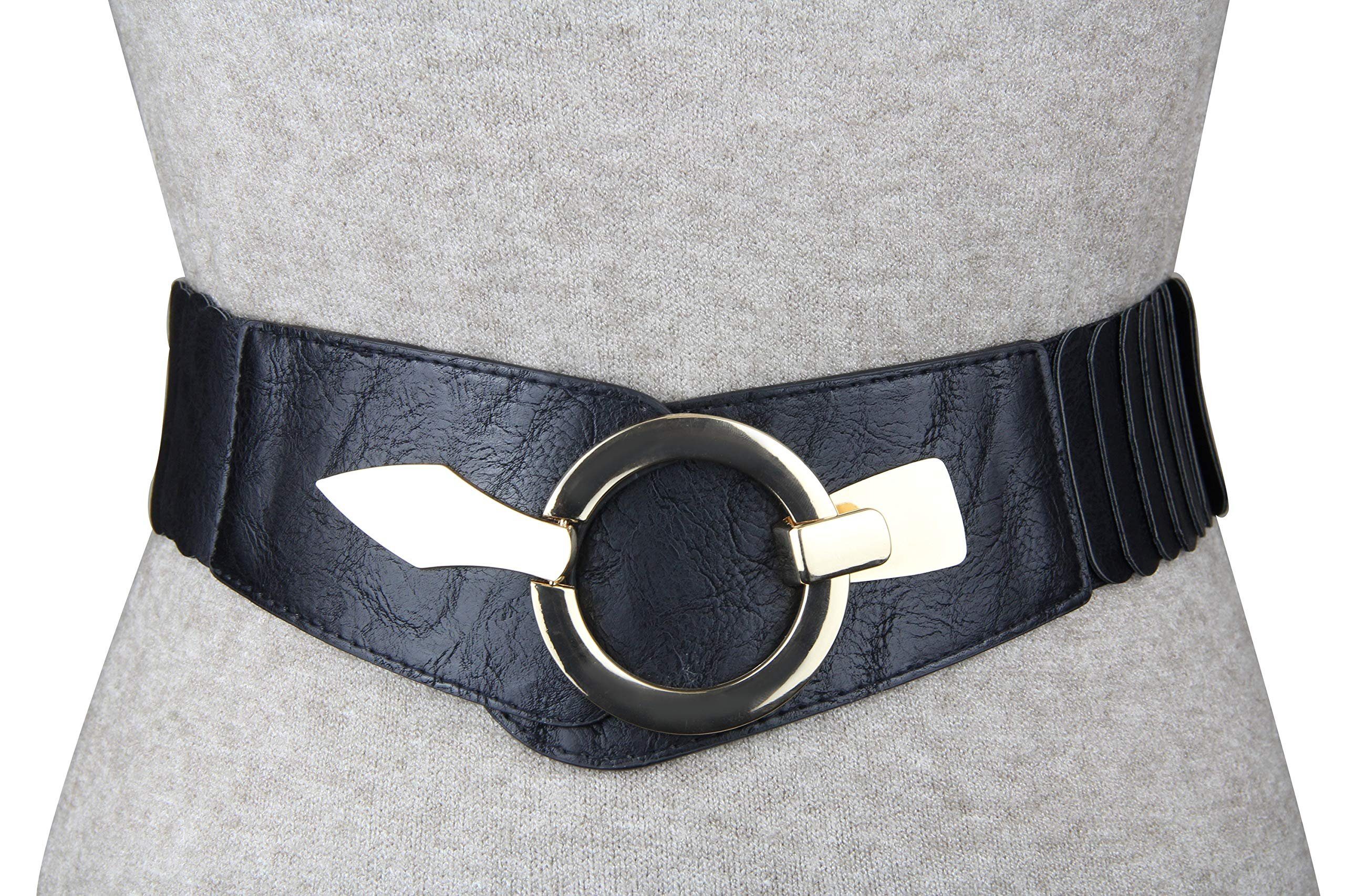 Vanessa & Melissa Taillengürtel Damen 6cm breit (bequemer Stretchgürtel) elastischer Gürtel mit goldener Ring-Schließe