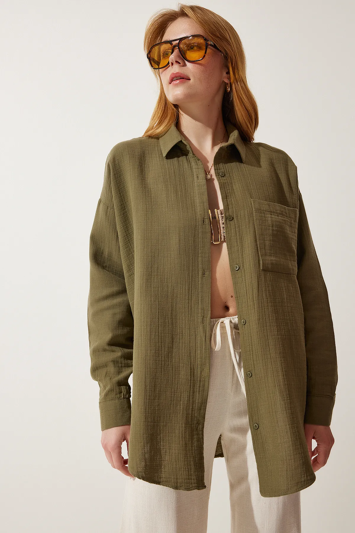 Happiness İstanbul  Hemd - Khaki - Oversized