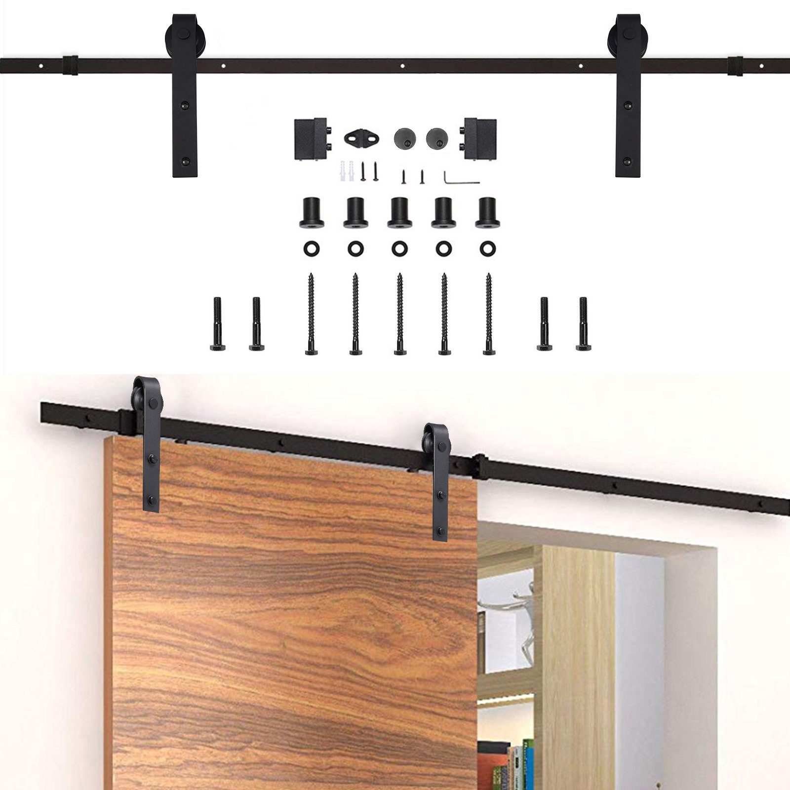 Clanmacy Schiebetür 363cm Schiebetürsystem Schiebetürbeschlag Laufschiene Montage Set, 363cm