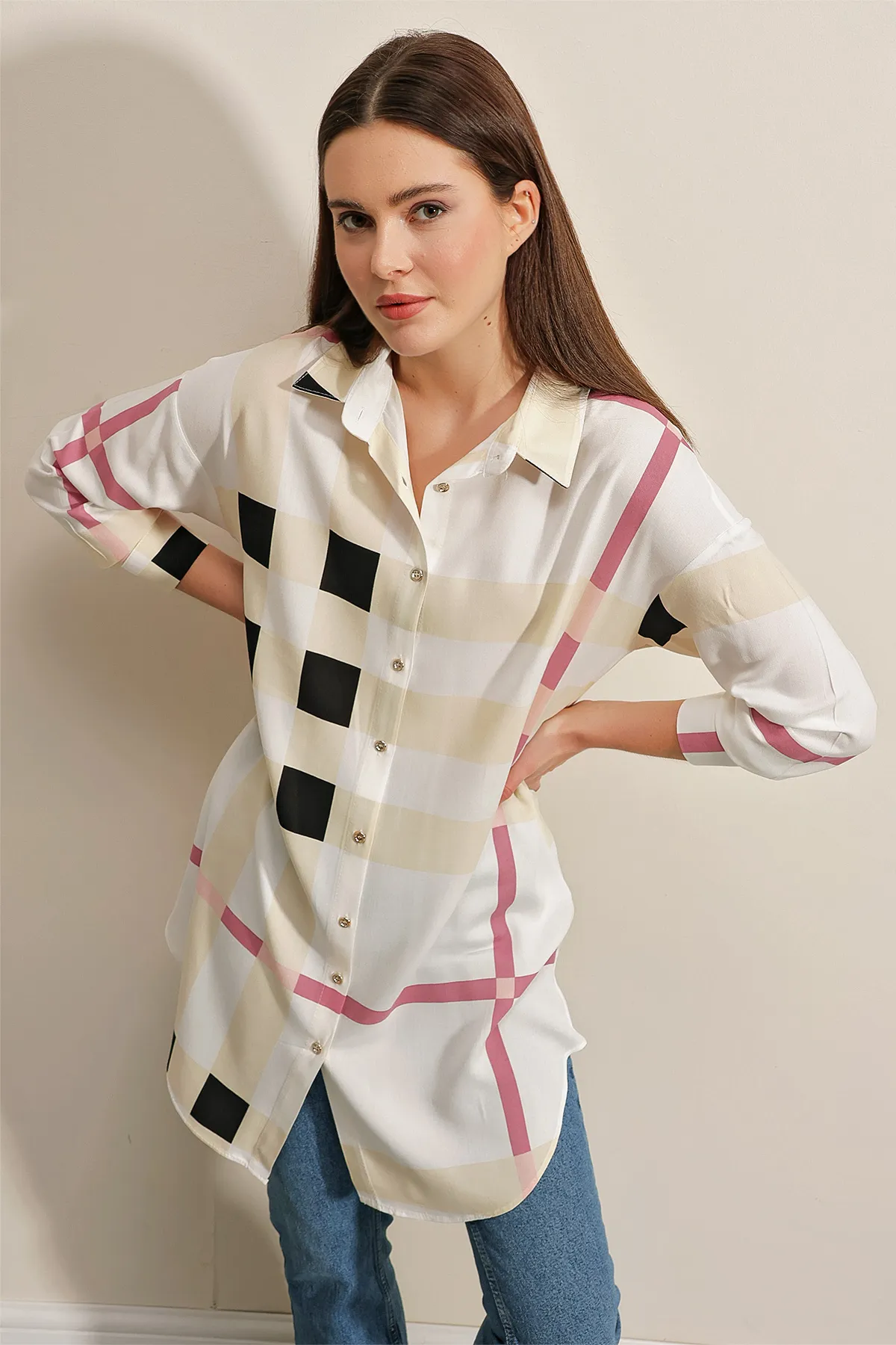 Bigdart  5599 Gemusterte Tunika – Rosa