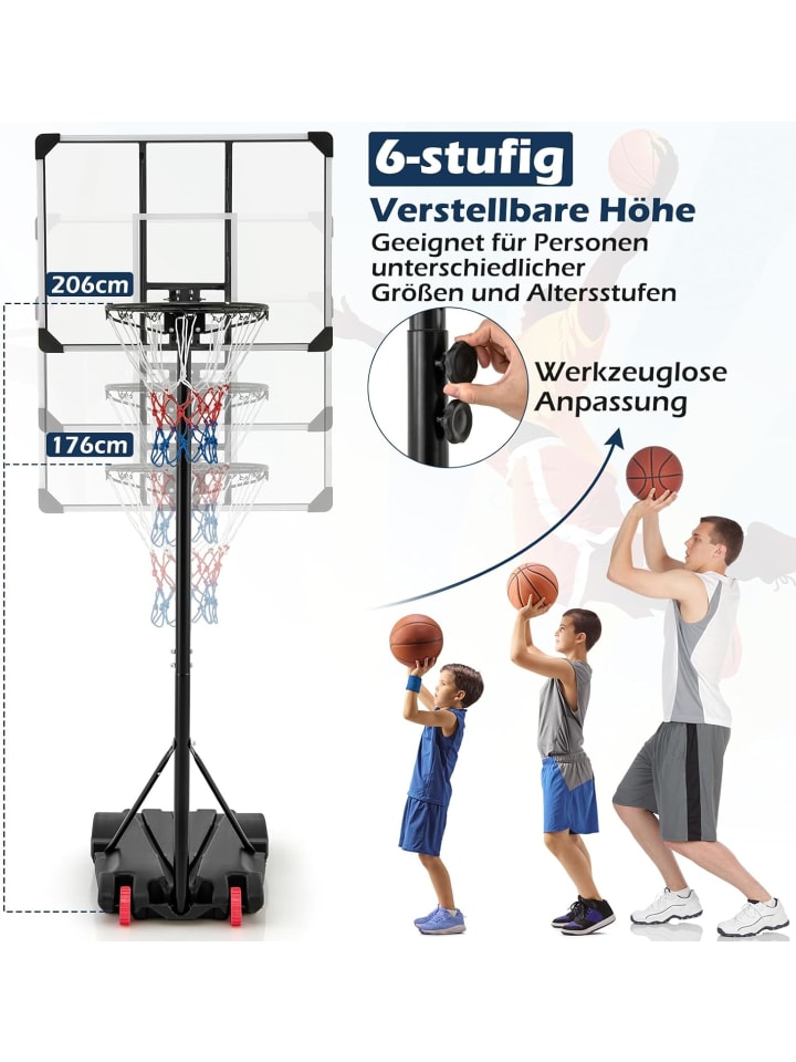 COSTWAY Basketballständer 176-206cm in Schwarz günstig kaufen onesize
