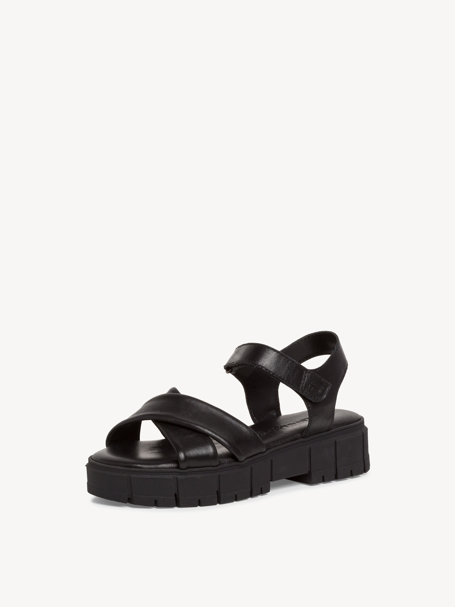 Sandale à talon en cuir - noir