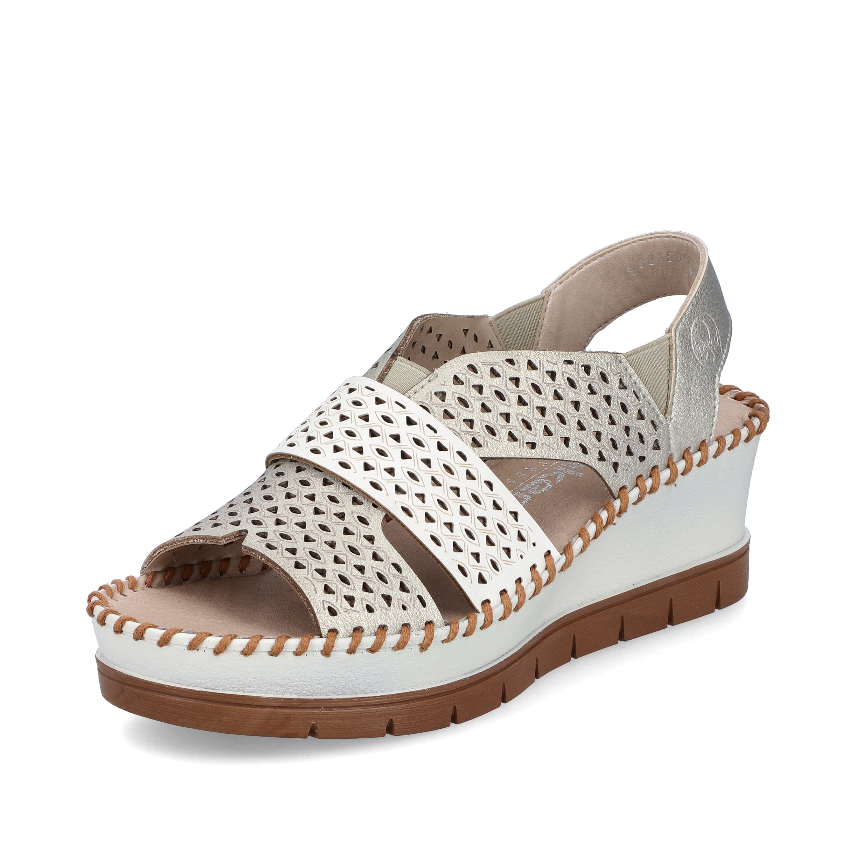 Rieker Damen Keilsandaletten metallic-perlweiss