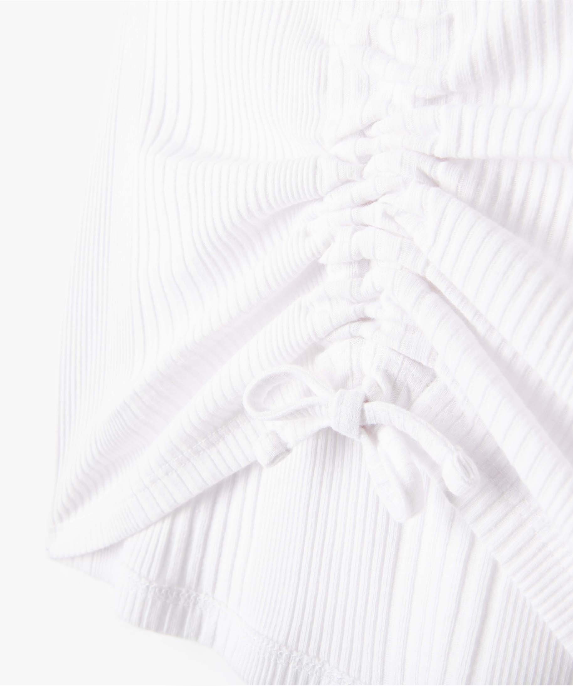 Tee-shirt fille en maille ctelée avec cordons coulissant ... blanc | GEMO