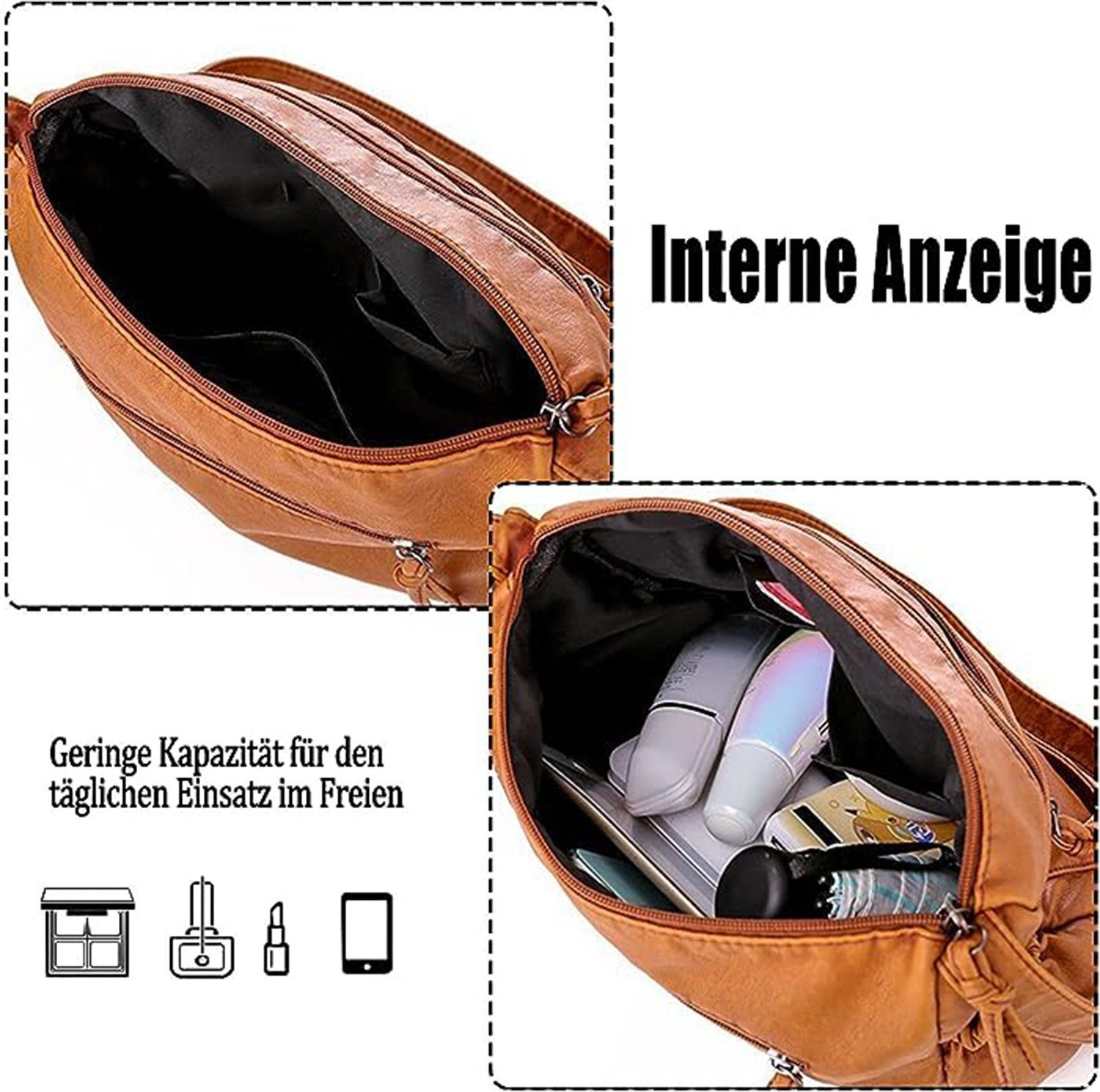 SCOBAG Umhängetasche Umhängetasche Damen Handytasche (1-tlg., mit Breiter Gurt), Leder Crossbody Bag