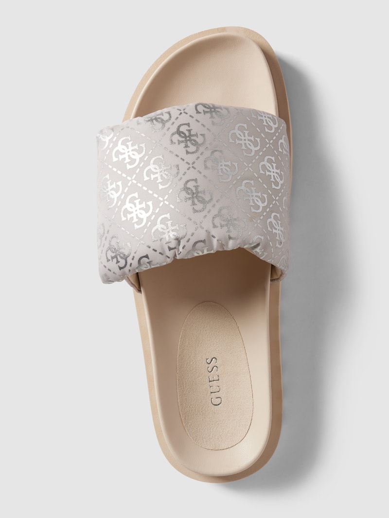 Pantoletten mit Label-Print Modell 'FABETZY' in offwhite