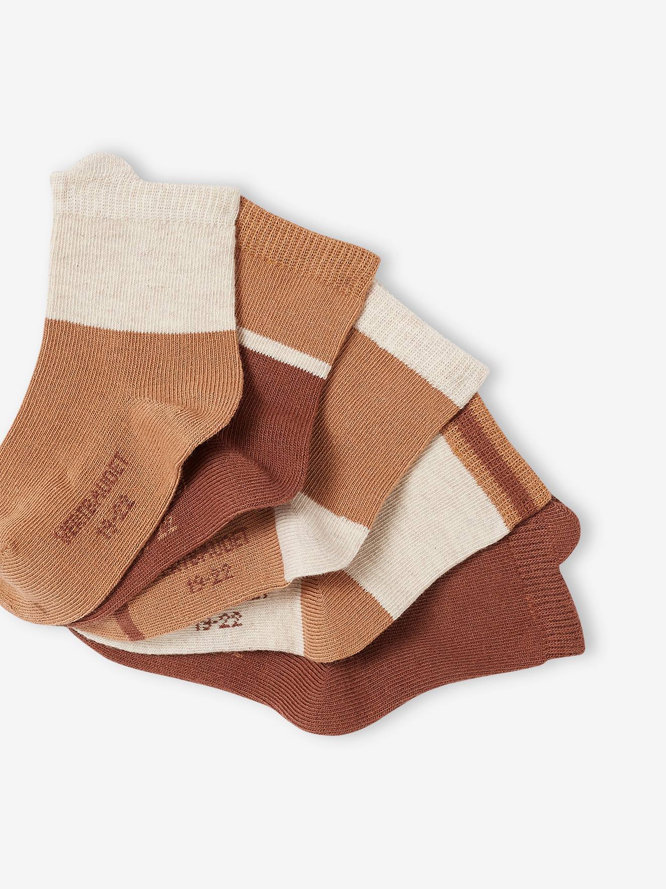 Lot de 5 paires de chaussettes bébé colorblock noisette