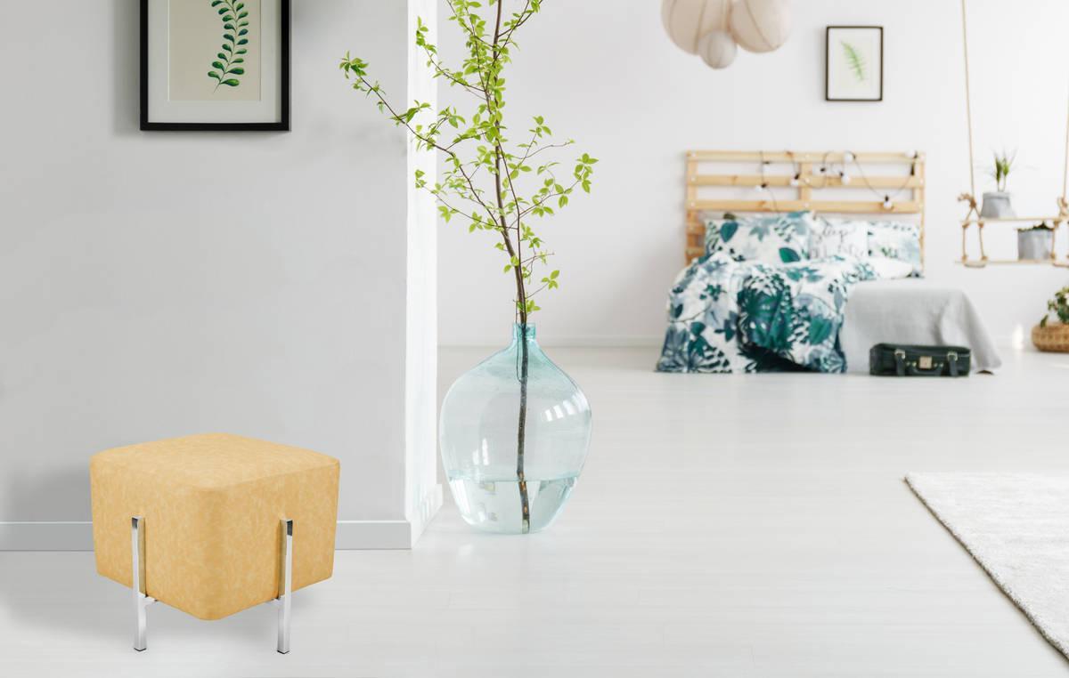 Kayoom Pouf / Hocker Lizia 110 Gelb / Silber