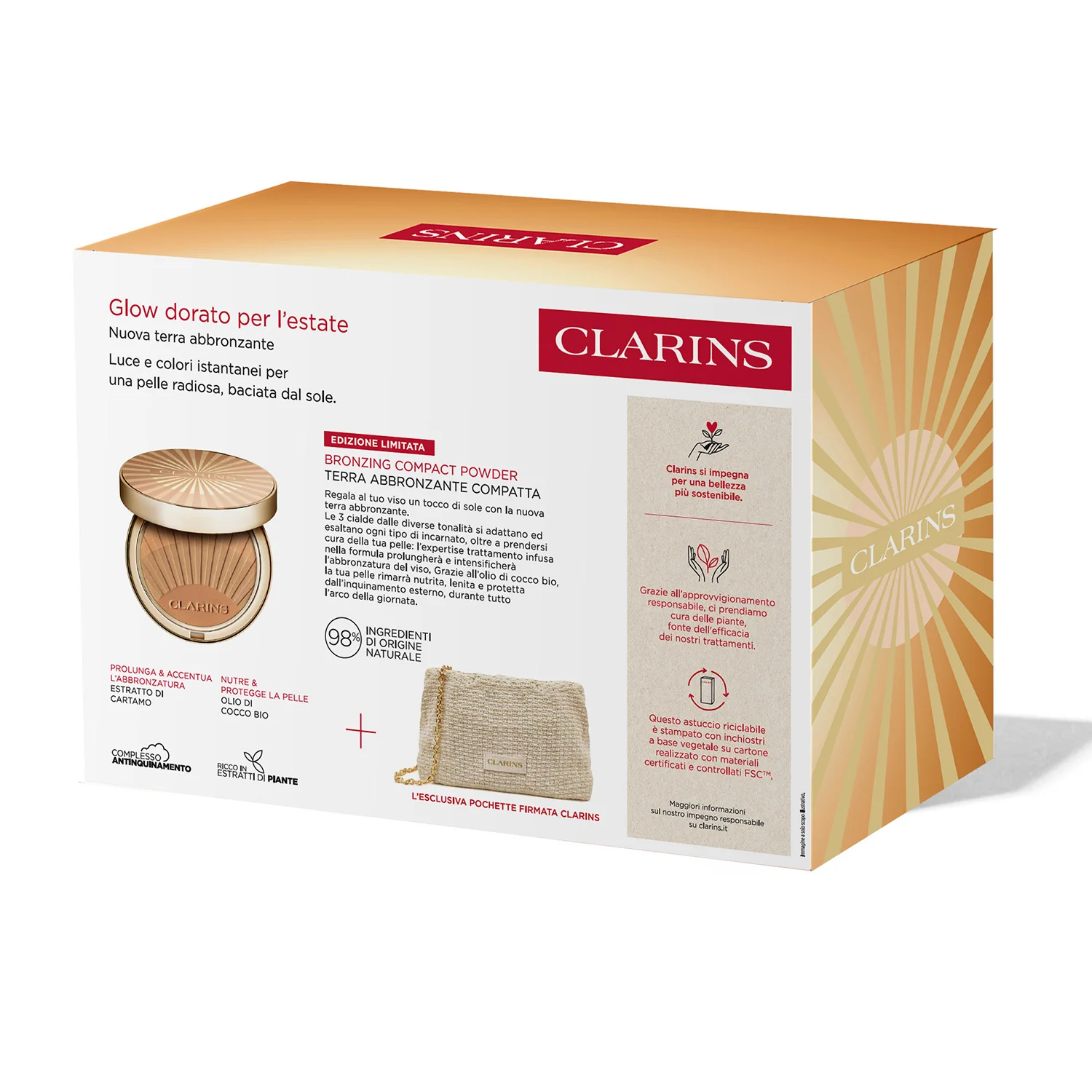 Set facial de verano Golden Glow - Polvos bronceadores y neceser - Set de maquillaje, bronceador, neceser
