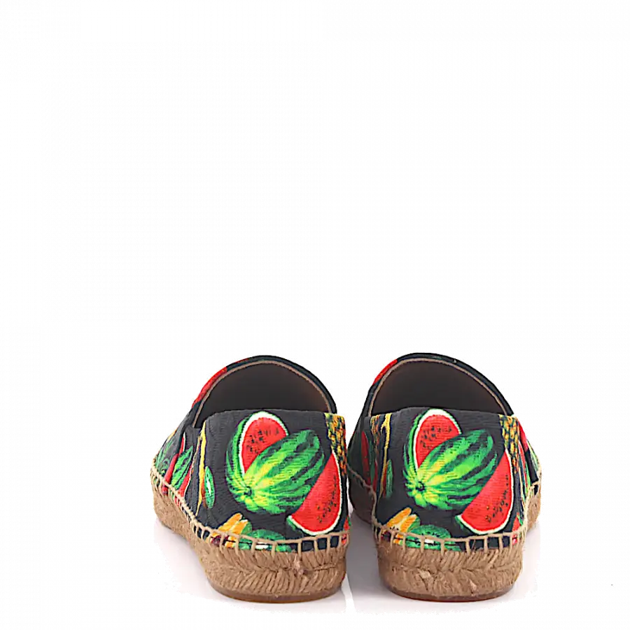 Dolce & Gabbana - Espadrilles Bast Baumwollmischung Print mehrfarbig - schwarz