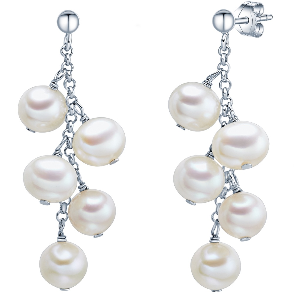 Valero Pearls Puce d'oreille en perle Argent sterling Perle de culture d'eau douce en Argent Boucles d'oreilles