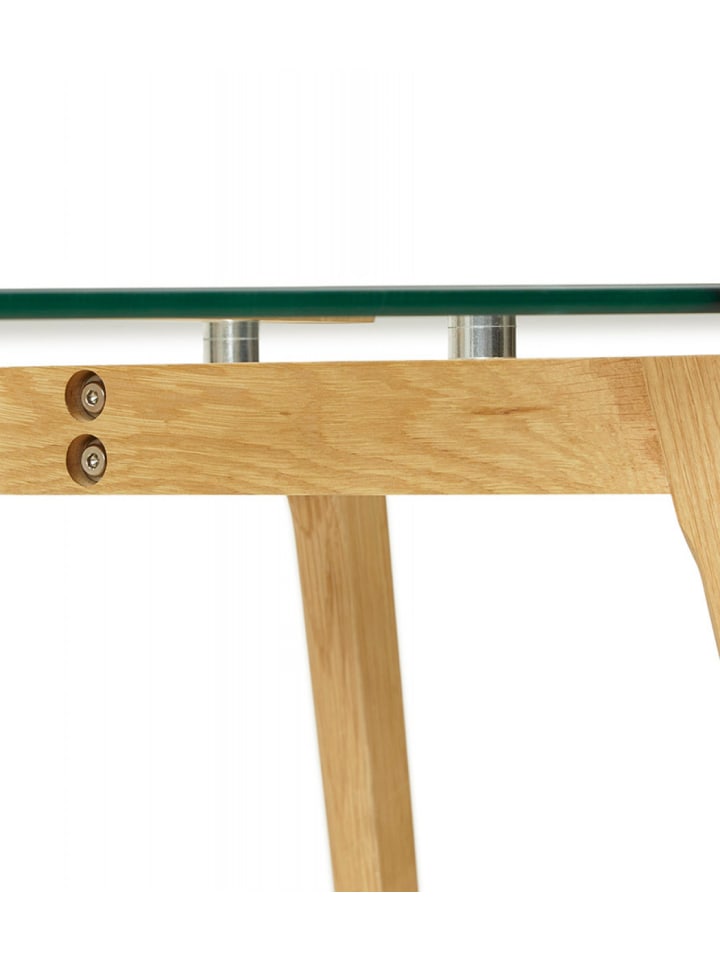 KADIMA DESIGN Glastisch Schreibtisch mit Holzbeinen | Moderner Designertisch günstig kaufen onesize