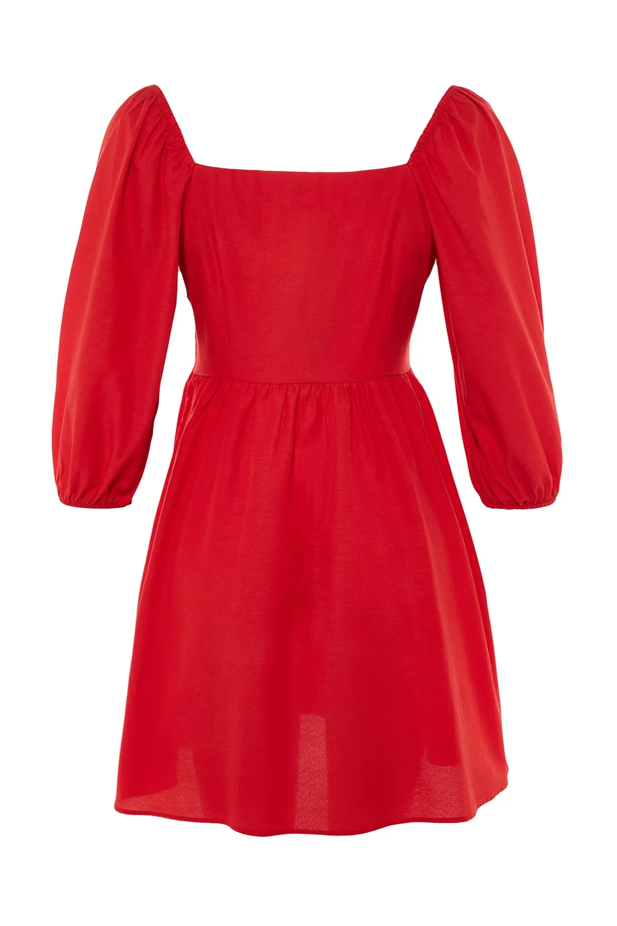 Trendyol Collection  Rotes gewebtes Kleid mit Mini-Taillenöffnung und Ballonärmeln TWOAW22EL0210