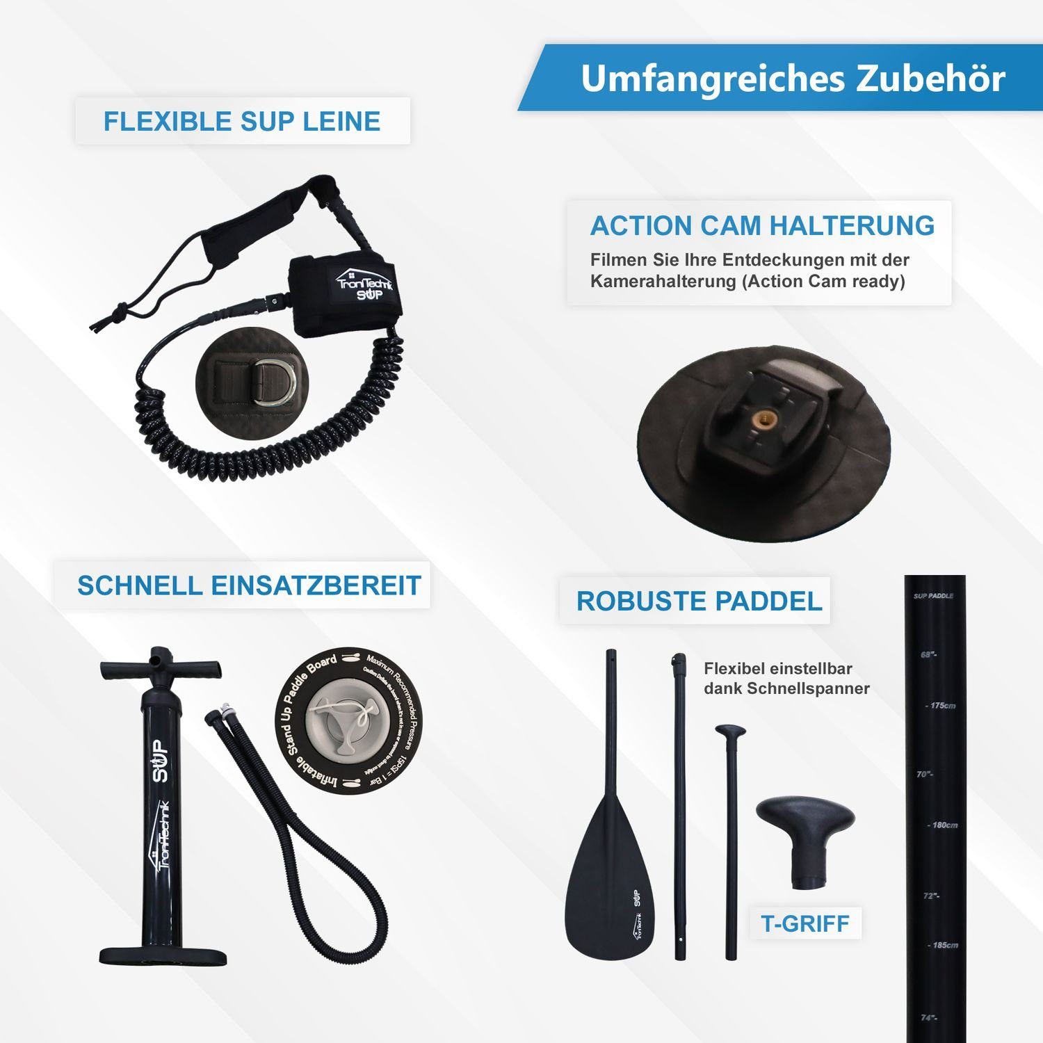 24Move SUP-Board Supboard Set, Premium Stand Up Paddleboard aufblasbar, inkl. Zubehör, Longboard, (Rucksack, Paddel, Action Cam ready, Doppelhub Pumpe, Sicherungsleine, 6 tlg., für Kinder & Erwachsene, GRÜN, 366x80, bis 200 kg), mit Drop Stich Techno