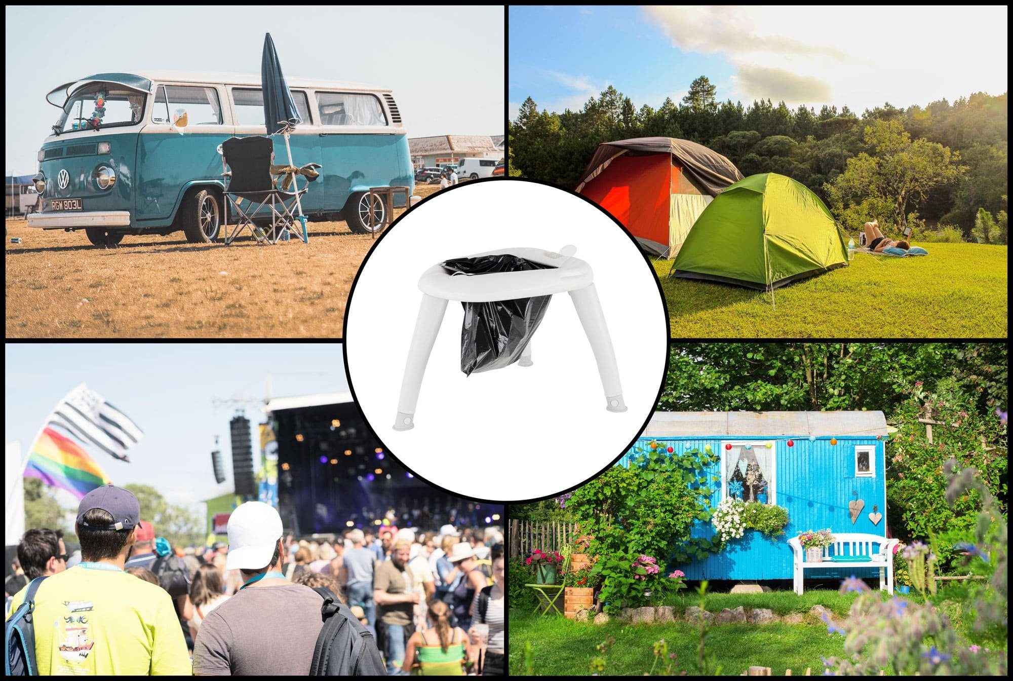 Stagecaptain Campingtoilette Camping Toilette - Outdoor- und Reise-WC - Für Kinder und Erwachsene, (Quixie-2842, 2-St., 2 Stück im Spar-Set), Mit Handwaschsprayer - Inkl. 10 Auffangbeutel