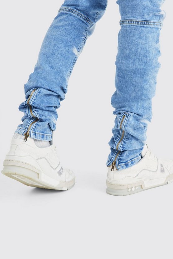 Tall Skinny Stretch Jeans mit Reißverschluss
