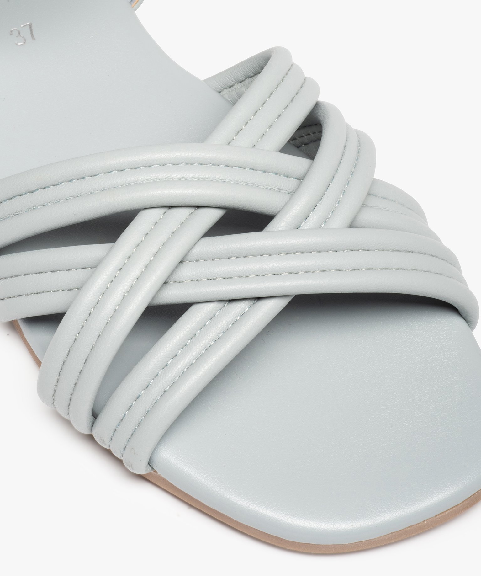 Sandales femme à talon plat et fines brides unies bleu | GEMO