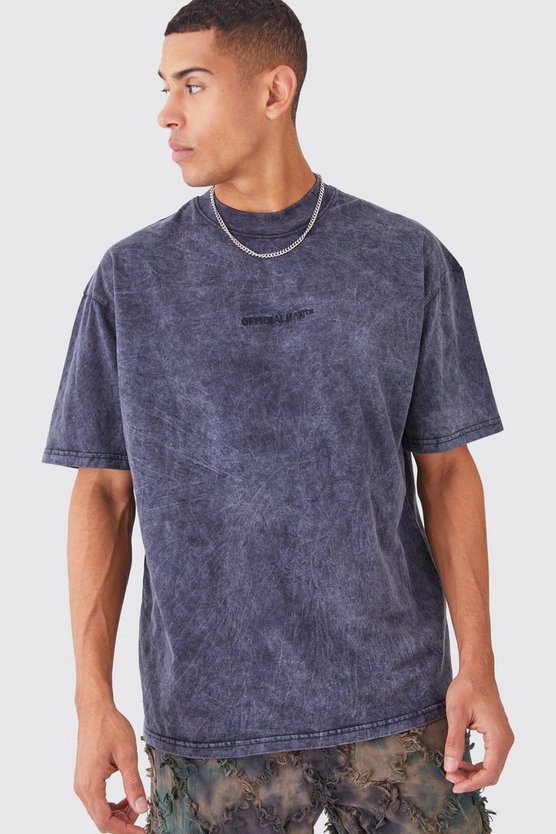 Oversize Man Official T-Shirt mit Acid-Waschung