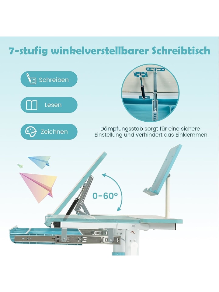 COSTWAY Schreibtisch für 3-12 Jahre in Blau günstig kaufen onesize