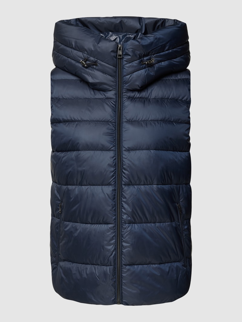 Oversized Steppweste mit Reißverschlusstaschen in marineblau