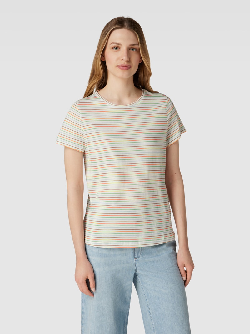 T-Shirt mit Streifenmuster in orange