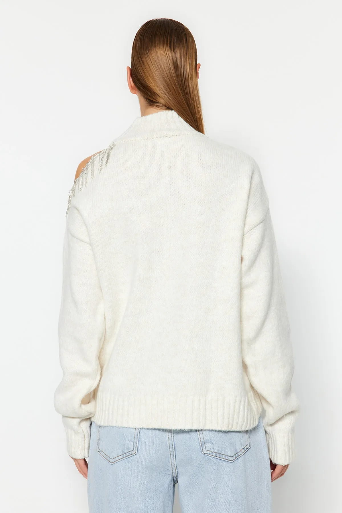 Trendyol Collection  Steinfarbener Strickpullover mit Stehkragen TWOAW24KZ00120