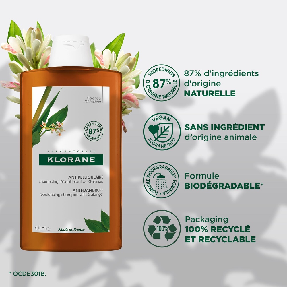 Klorane Klorane — Shampoing Rééquilibrant Antipe lliculaire au Galanga 400 ml Shampoing