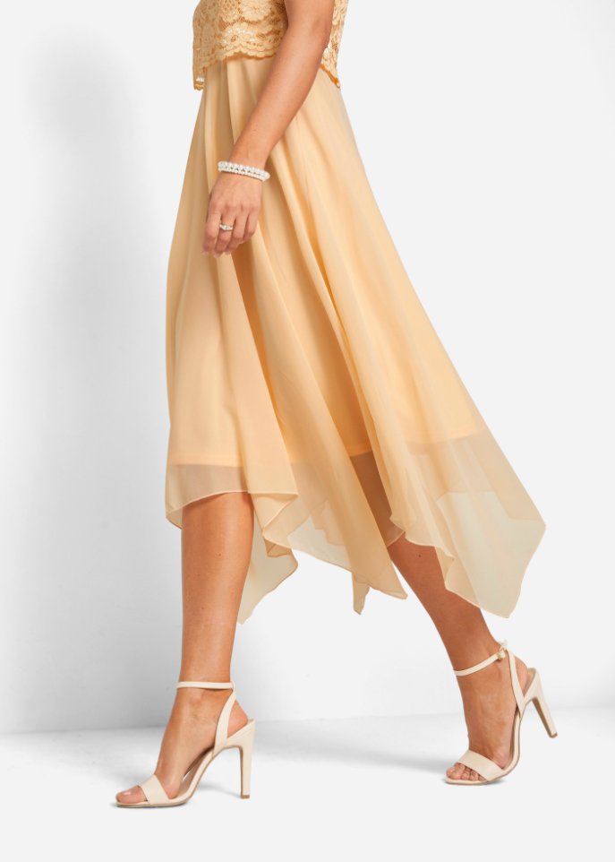 Premium Chiffonkleid mit Spitze