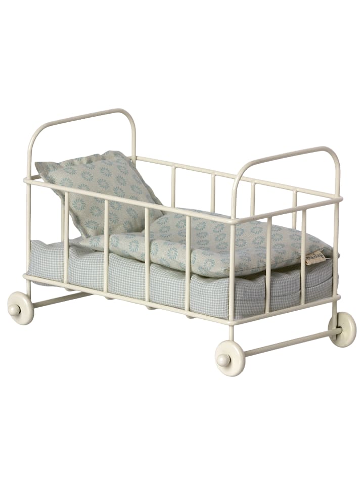 Maileg Kinderbett für Mikro Hase Weiß mit Bettwäsche Blau 16 cm günstig kaufen onesize