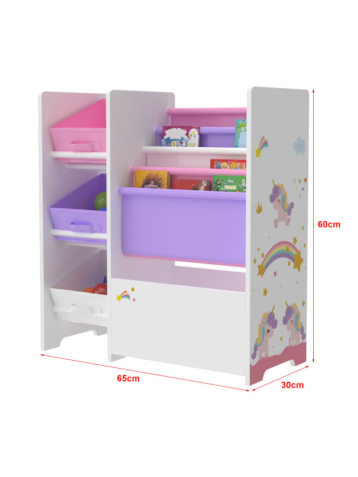 en.casa Kinderregal Vimianzo in Lila Rosa (H)60cm (B)65cm (T)30cm günstig kaufen onesize
