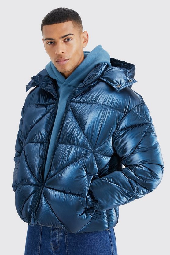 Kastige Metallic Steppjacke