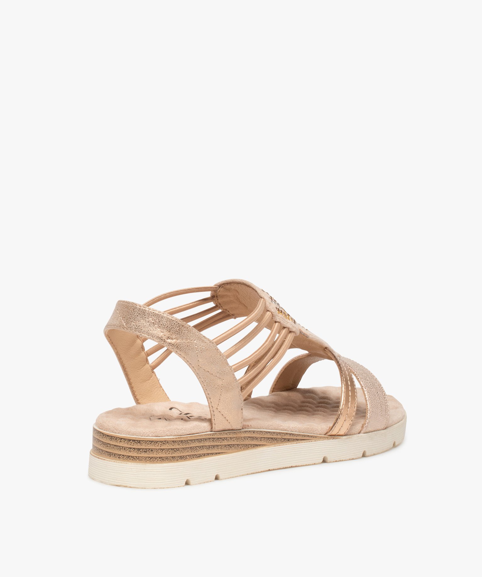 Sandales fille compensées à brides élastiquées et strass rose | GEMO