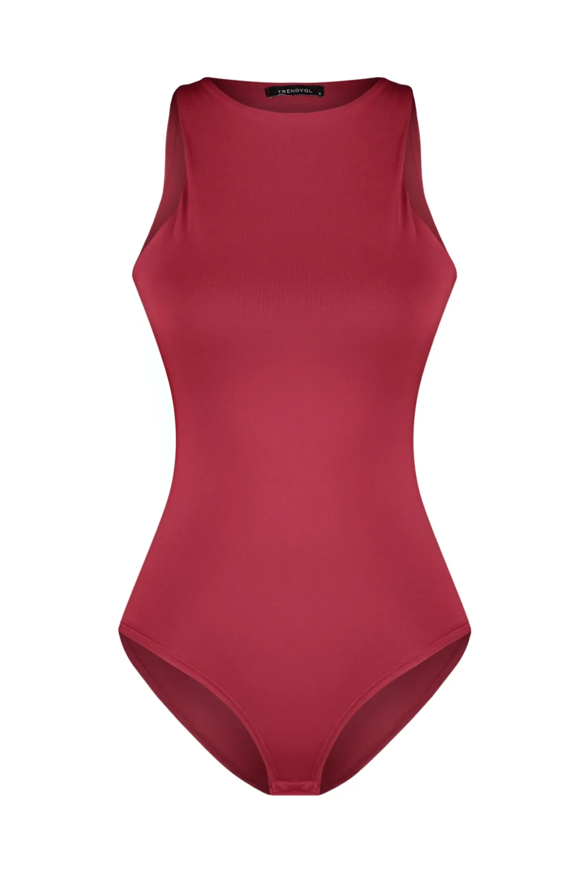 Trendyol Collection  Weinroter Neckholder-Body aus Stretch-Strick mit Druckknöpfen TWOSS20BD0044