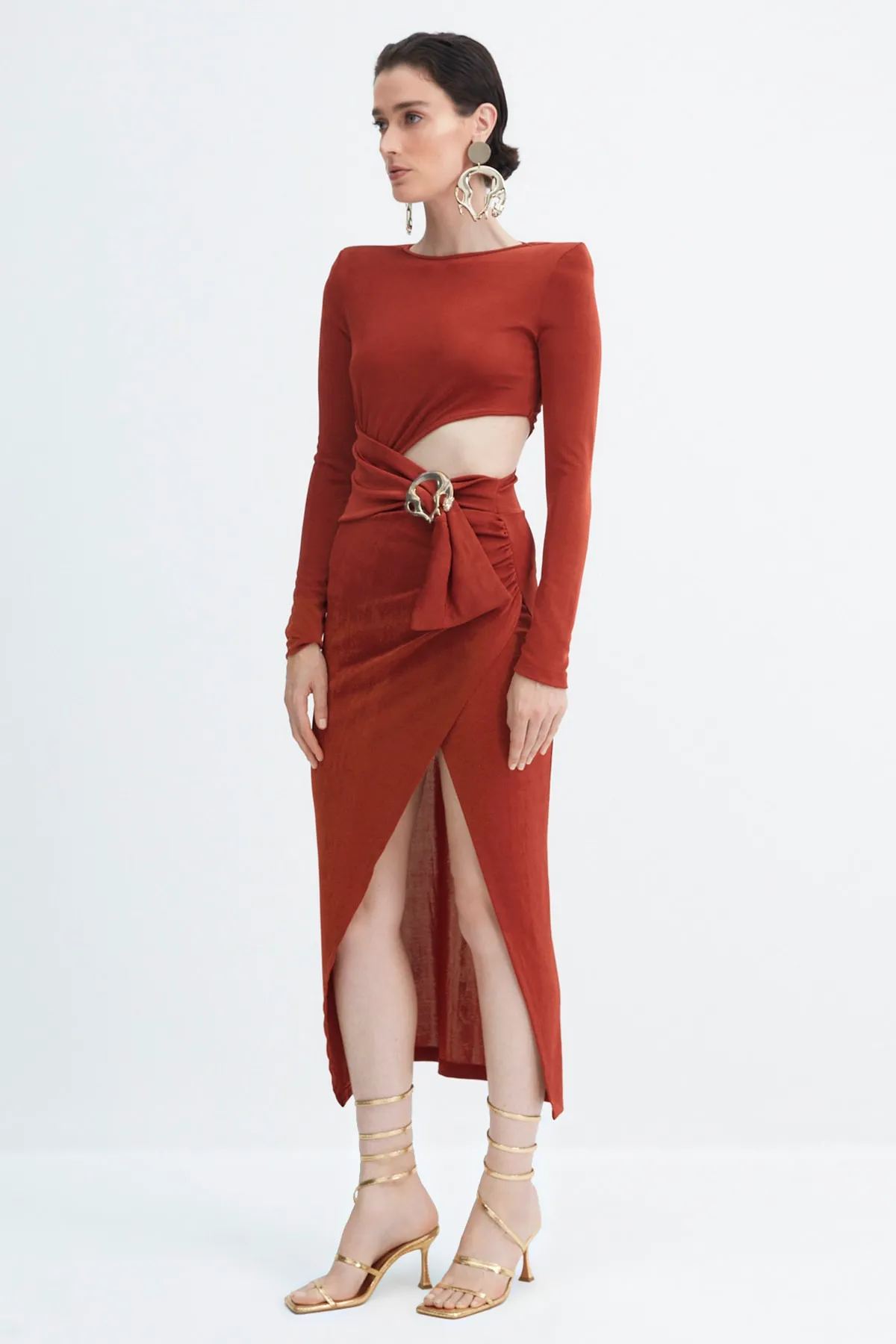 Trendyol Collection  X Zeynep Tosun Zimt Accessoires Abendkleid TPRAW23EL00401