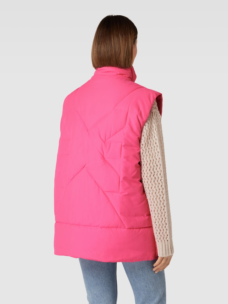 Steppweste mit Druckknopfleiste in neon pink