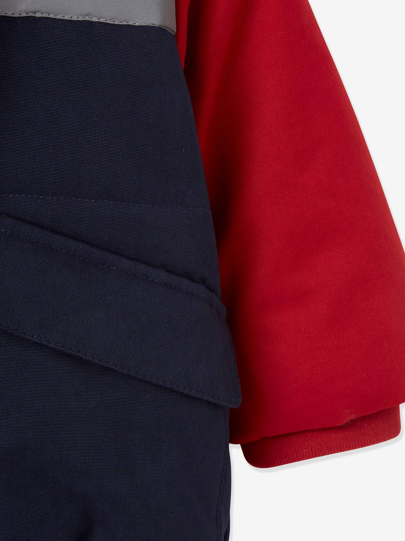 Vertbaudet Jungen Baby Steppjacke, Colorblock-Streifen - dunkelrot