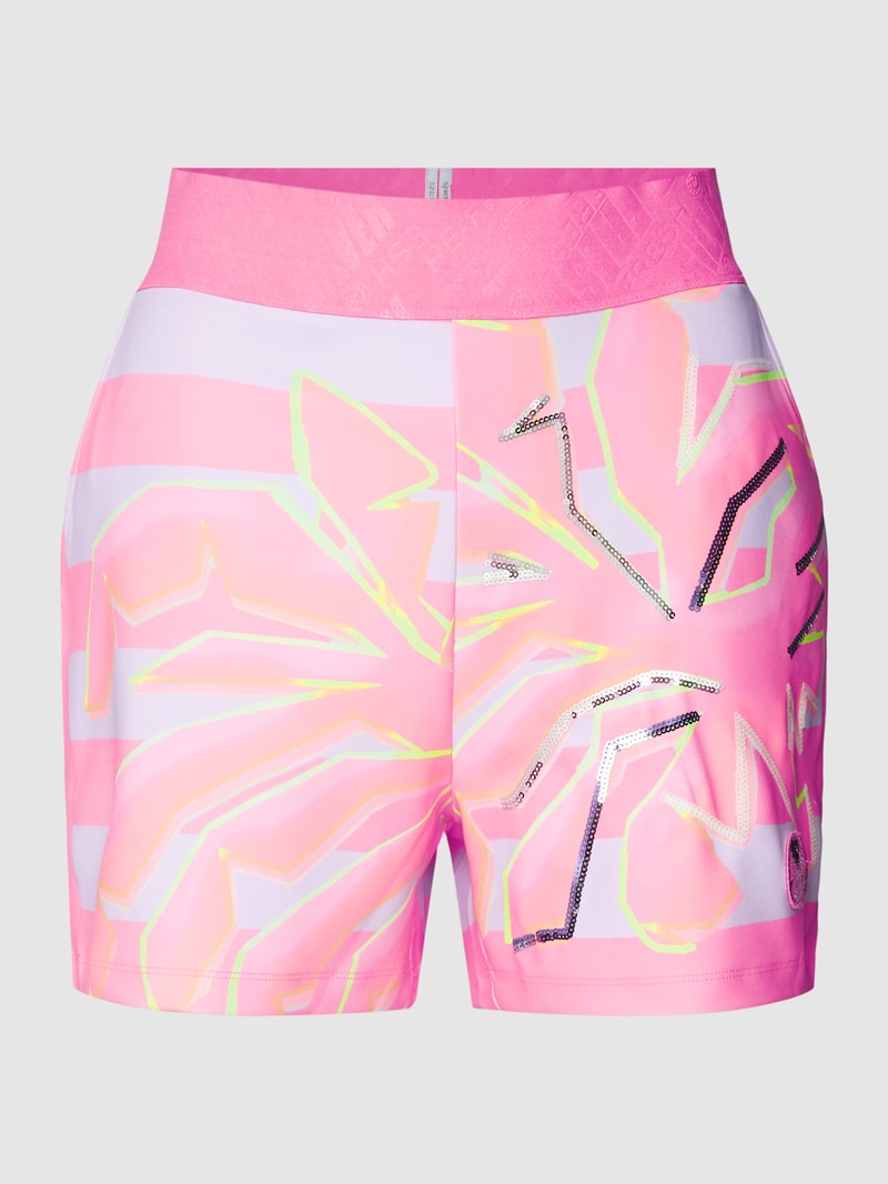 Sweatshorts mit Paillettenbesatz in flieder