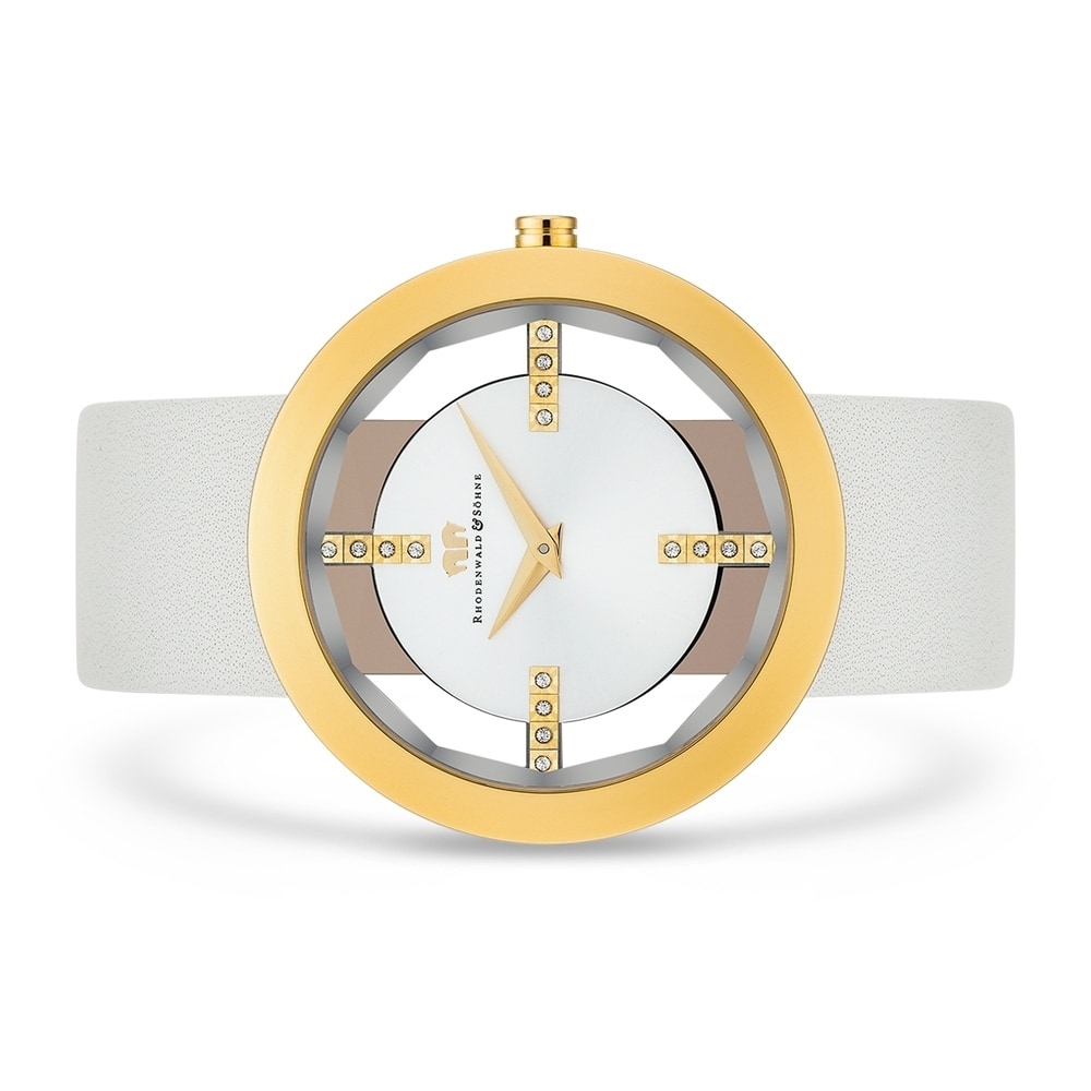 Rhodenwald & Söhne Montre à quartz Lucrezia en Cuir véritable en blanc Montre