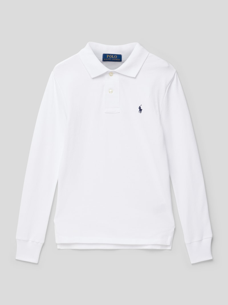 Poloshirt mit langen Armen in weiß