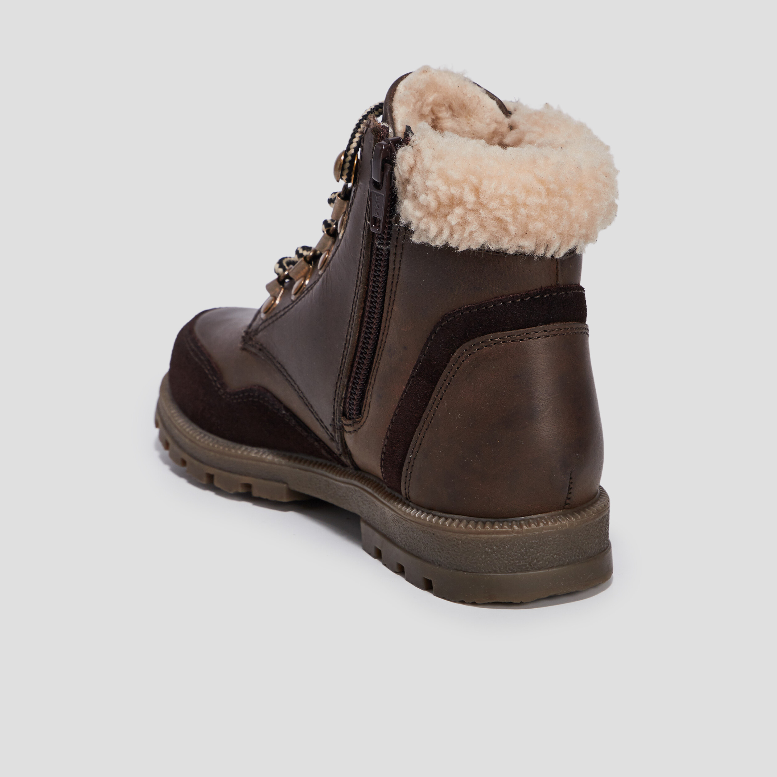 Bottines fourrées en cuir marron garçon | La Halle