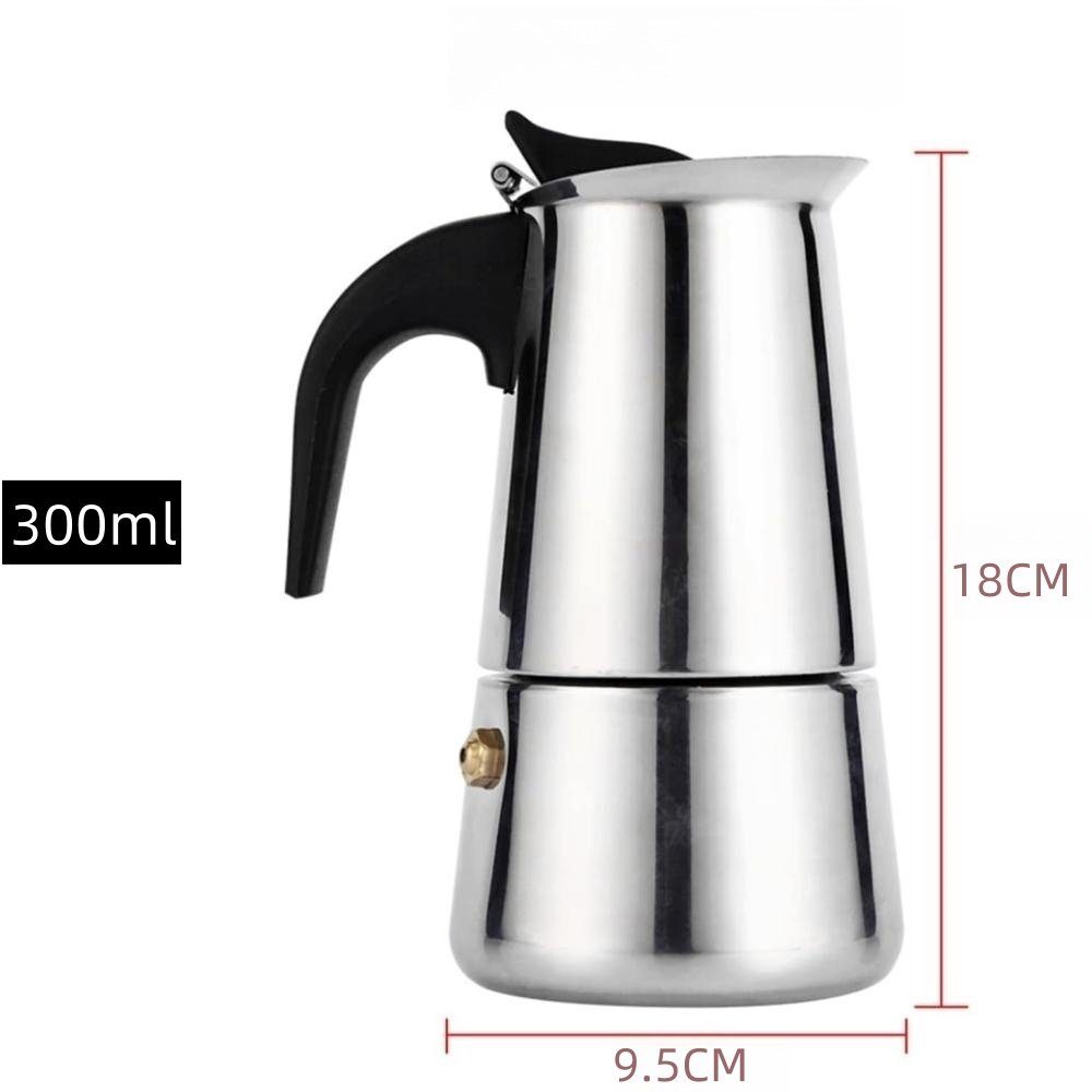 BlingBin Espressokocher Edelstahl Espressokanne Kaffe Kocher Kaffeebereiter 300/450/600ML, 0.3l Kaffeekanne, 6 Tassen/9 Tassen/12 Tassen