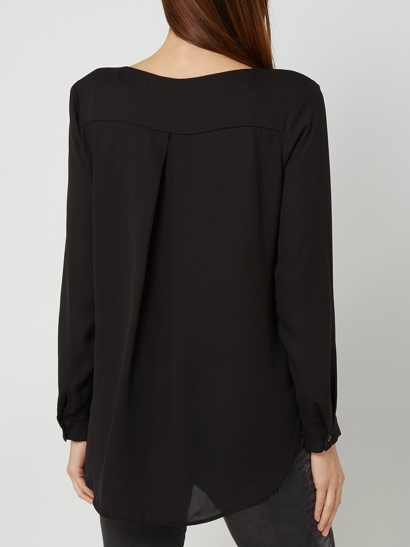 Bluse aus Chiffon mit verdeckter Knopfleiste in schwarz