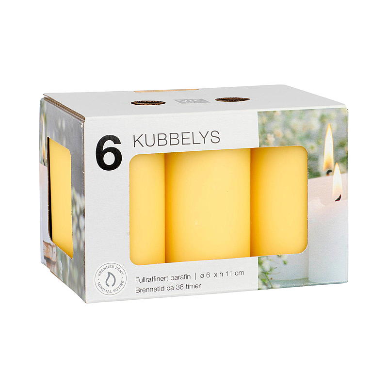 Vie Home Kubbelys 6-pk 6x11 cm gul