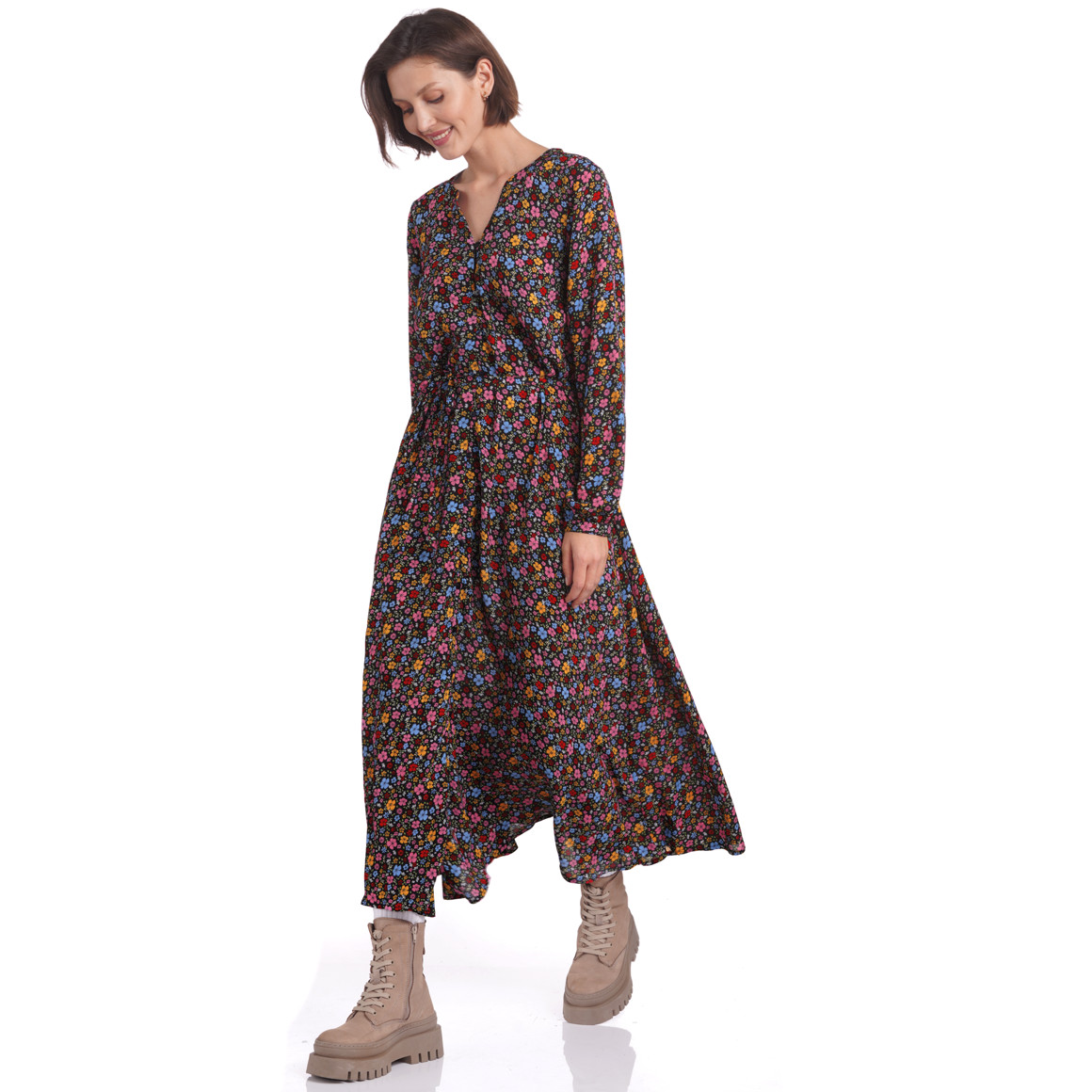 Damen Maxi-Kleid im bunten Millefleur-Dessin