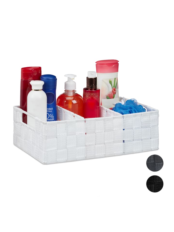 relaxdays Aufbewahrungskorb in Weiß - (B)32x (H)10 x (T)21 cm günstig kaufen onesize